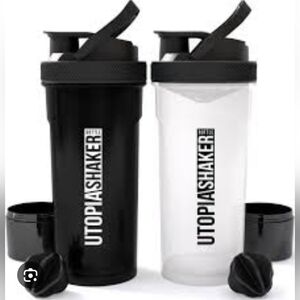 Utopia Home 24oz Shaker Bottle with powder compartment Set of 2 New.